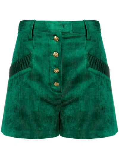 Pinko High-waisted Corduroy Shorts In Green