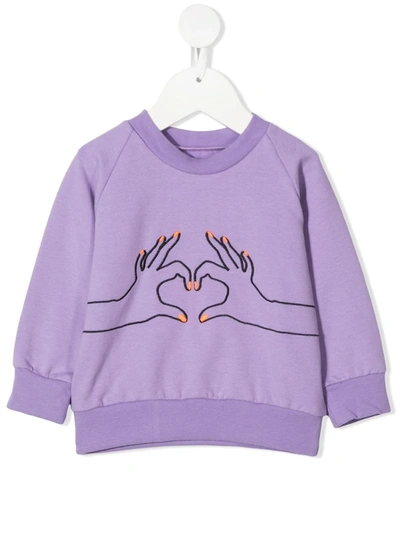 Wauw Capow Babies' Love Sweatshirt In Purple