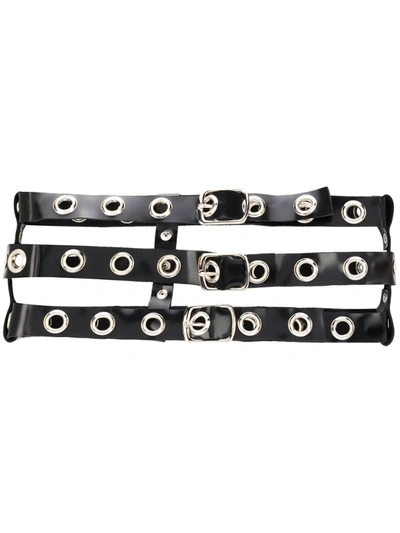 Manokhi Eyelet-embellished Leather Belt In Black