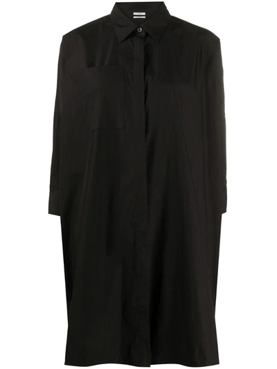 Co Patch-pocket Longline Shirt In Black