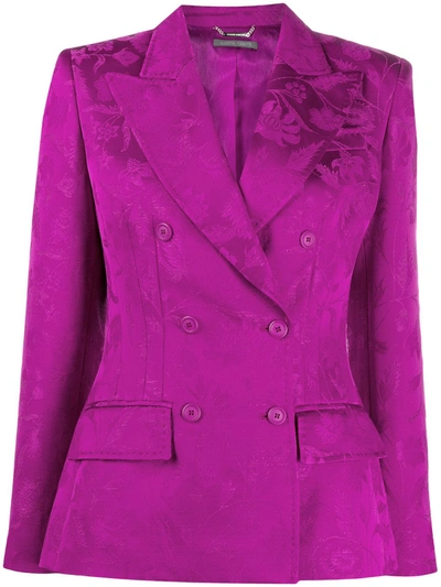 Alberta Ferretti Floral Jacquard Blazer In Purple