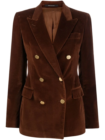 Tagliatore Double-breasted Fitted Blazer In Brown