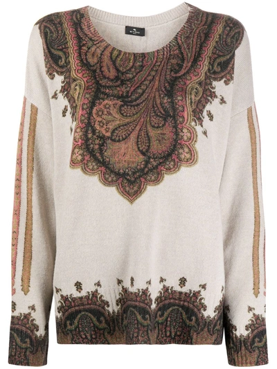 Etro Placed Paisley Print Wool & Cashmere Sweater In Multicolor