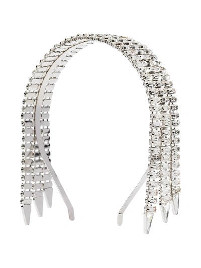 Gucci Silver Tone Crystal Tassel Headband