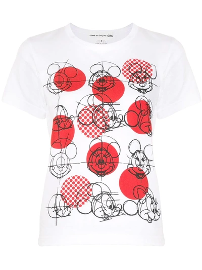 Comme Des Garcons Girl Mickey Mouse Print T-shirt In White