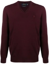 Polo Ralph Lauren Washable Merino Wool V-neck Sweater In Red