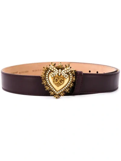 Dolce & Gabbana Devotion Belt In Bordeaux