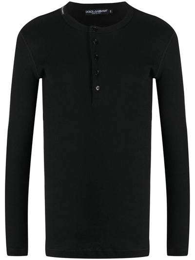 Dolce & Gabbana Fine-ribbed Long-sleeve T-shirt In Black
