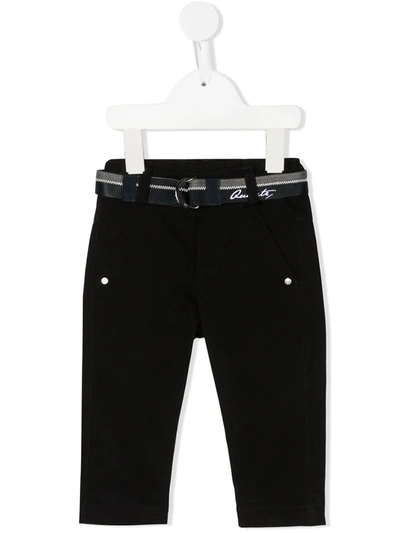 Lapin House Babies' Belted Pull-on Jeans In Black