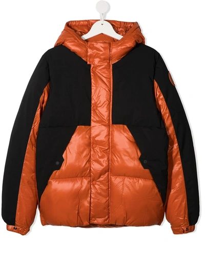 Save The Duck Teen Colour-block Padded Jacket In Black