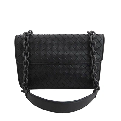 Pre-owned Bottega Veneta Black Intrecciato Leather Chain Shoulder Bag