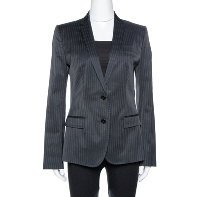 Pre-owned Dolce & Gabbana Black Pinstriped Cotton Tailored Blazer M