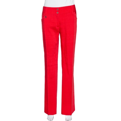 Pre-owned Dolce & Gabbana Red Straight Leg Trousers L