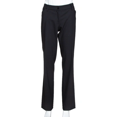 Pre-owned Dolce & Gabbana Black Stretch Wool Tailored Pants L
