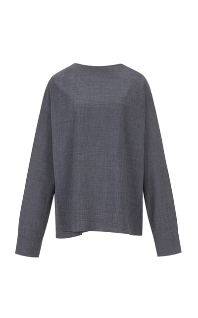 Le17 Septembre Draped Wool-blend Blouse In Grey