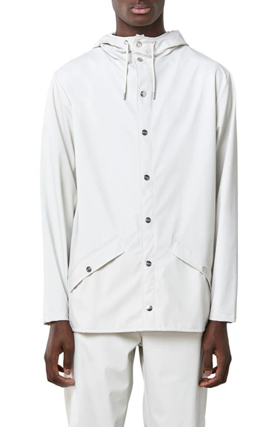 Rains Long Water-resistant Rain Jacket In Off White