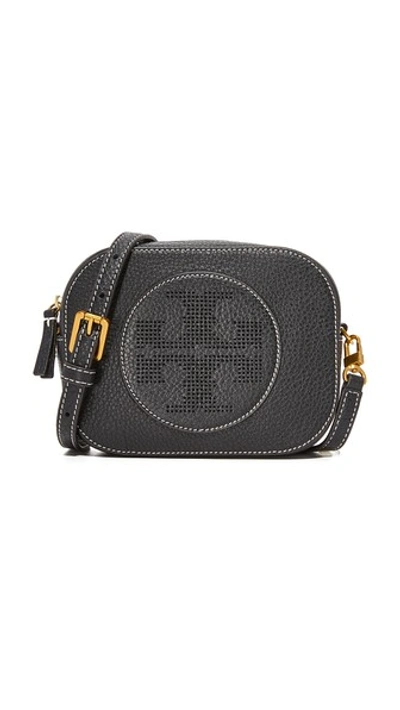 Tory Burch Perforated Logo Tote in Black