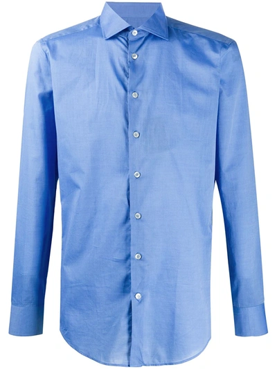 Etro Embroidered Logo Button-down Shirt In Blue