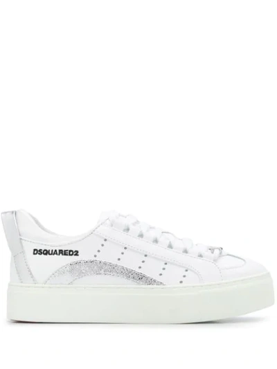 Dsquared2 Metallic Detail Lace-up Trainers In White