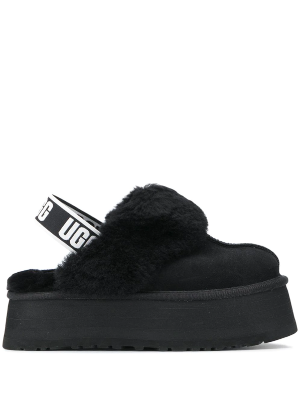 Ugg Women's Funkette Shearling Slingback Platform Slippers In Black ...