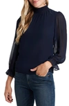 1.state Smocked Neck Long Sleeve Blouse In Jbs Navy