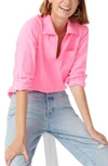 Jcrew Garment Dyed Denim Popover Shirt In Brilliant Azalea