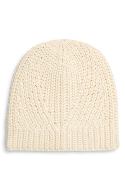 Rebecca Minkoff Traveling Rib Beanie In Ecru