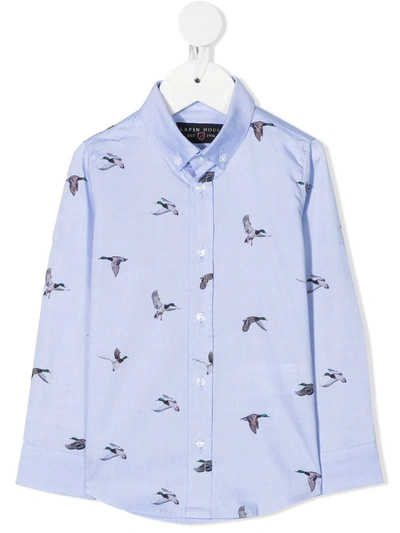 Lapin House Kids' Bird Motif Print Shirt In Blue