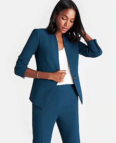 Ann Taylor The Cutaway Blazer In Bi-stretch In Midnight Spruce