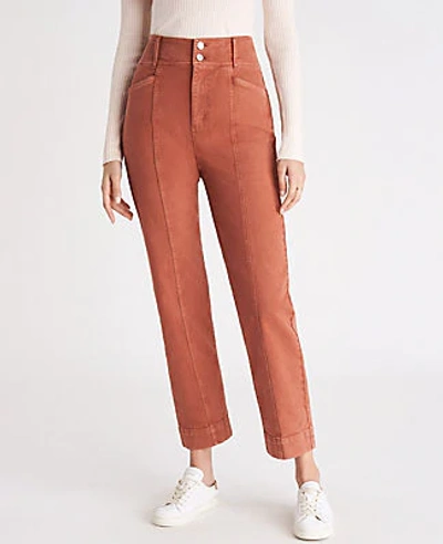 Ann Taylor Quarter Pocket High Waist Straight Jeans In Cinnamon Clove