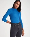 Ann Taylor Petite Ribbed Mock Neck Sweater In Amalfi Blue