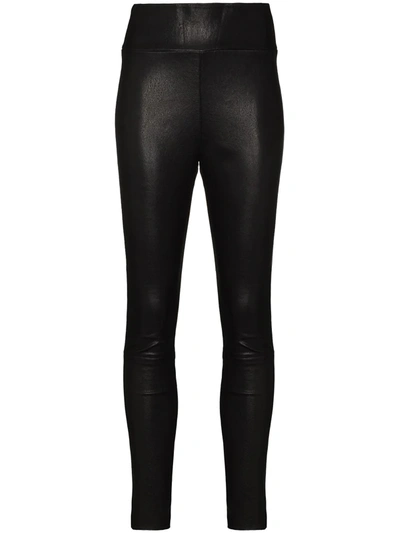 Paige Womens Black Sheena High-rise Leather And Cotton Leggings 25
