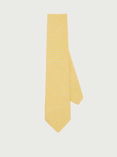 Ferragamo Tonal Gancini Silk Tie In Yellow