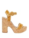 Tabitha Simmons Elena Whipstitched Raffia And Suede Platform Sandals In Camel