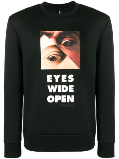 Neil Barrett "eyes Wide Open" Printed Sweatshirt In Nero