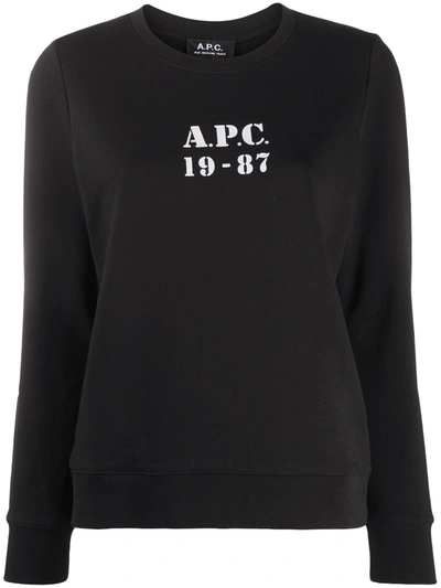 Apc Logo-print Cotton Sweatshirt In Black