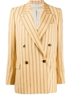 Acne Studios Striped Double Breasted Blazer In Orange