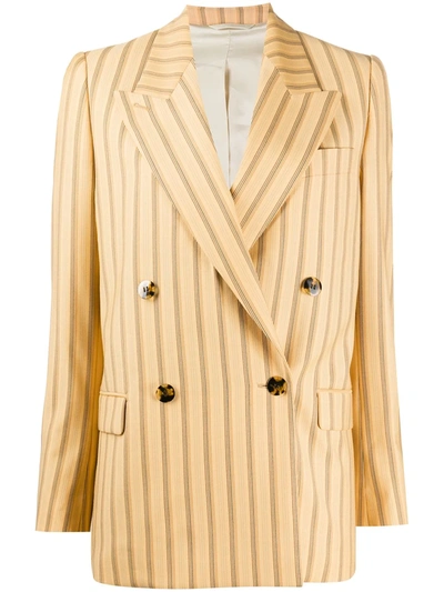 Acne Studios Striped Double Breasted Blazer In Orange