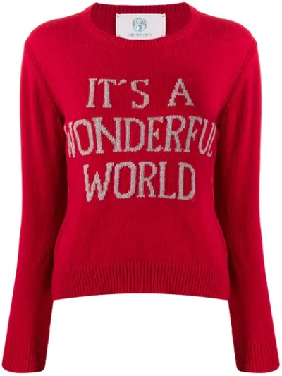 Alberta Ferretti It's A Wonderful World Jumper In Red,grey