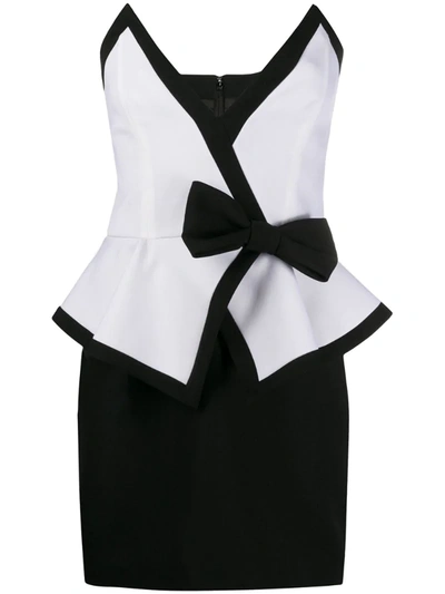 Alessandra Rich Two-tone Strapless Mini Dress In Black
