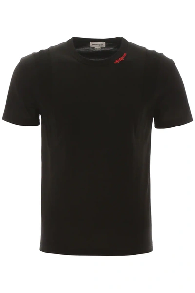 Alexander Mcqueen Logo Patch T-shirt In Black