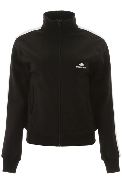 Balenciaga Zip-up Sweatshirt In Black White