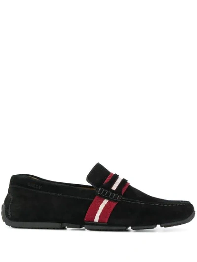 Bally Men's Pietro Webb Suede Drivers W/trainspotting Strap In Black