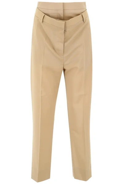 Burberry Double Waist Trousers In Beige