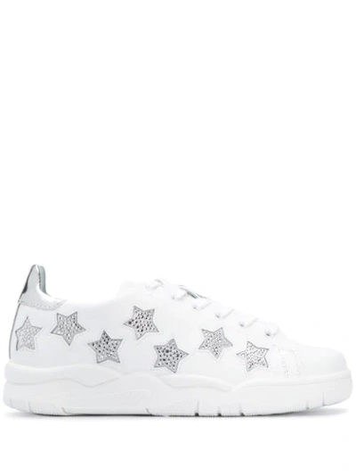 Chiara Ferragni Crystal Stars Sneakers In White,silver