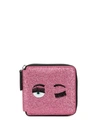 Chiara Ferragni Flirting Embroidery Glitter Wallet In Pink