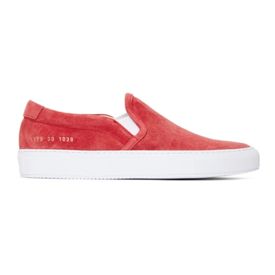 Common Projects Suede Slip-ons In Red,white