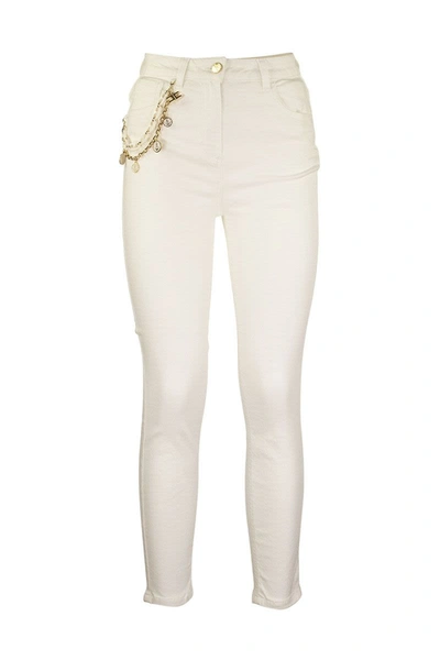 Elisabetta Franchi Denim Trousers With Charms Ivory