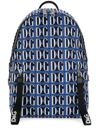 Dolce & Gabbana D & G Logo Nylon Backpack In Blue,light Blue,white