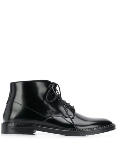 Dolce & Gabbana Lace-up Ankle Boots In Black